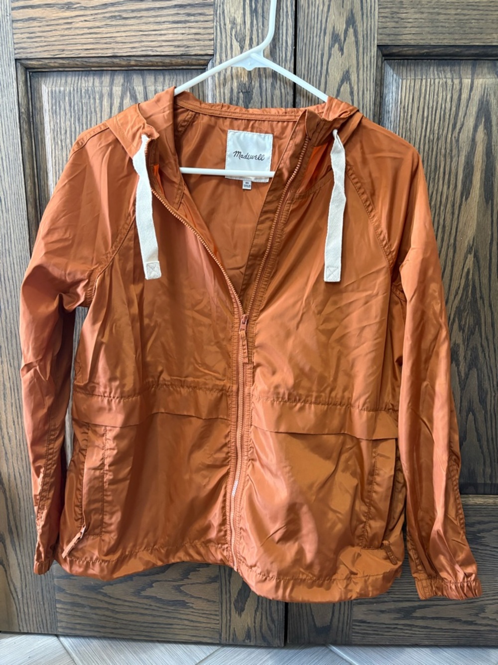 Madewell Rust Orange Lightweight Hooded Utility Jacket